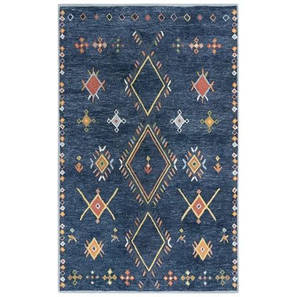 Ayar Geometric Blue Living Room Rug - LOOMLAN - LOOMLAN - Area Rugs