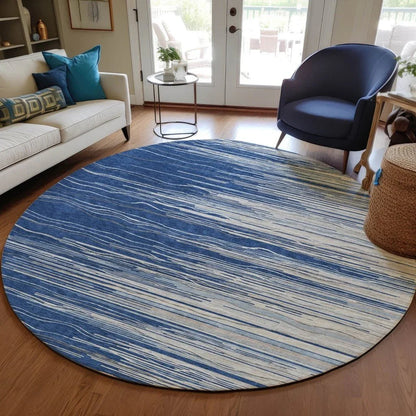 Ayra Blue Washable Indoor-Outdoor Rug-Outdoor Rugs-LOOMLAN Rugs-LOOMLAN