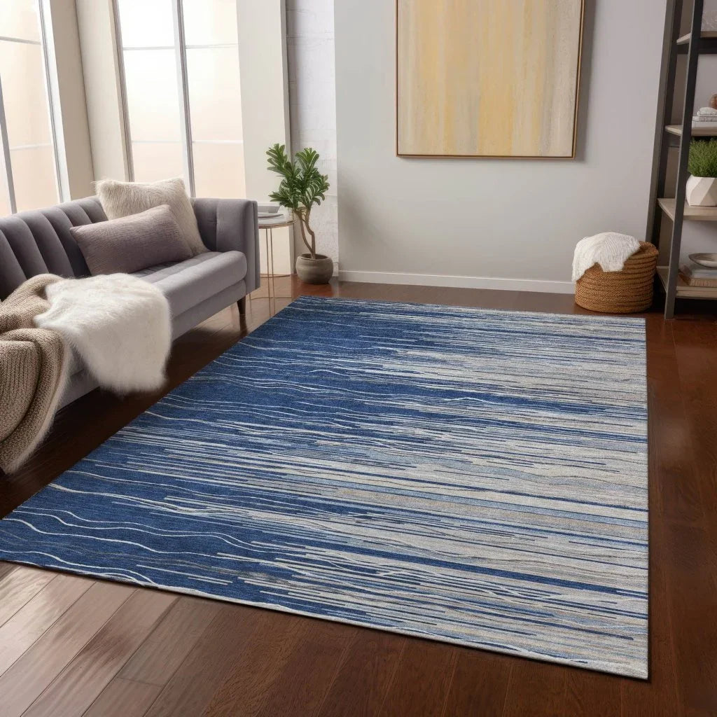 Ayra Blue Washable Indoor-Outdoor Rug-Outdoor Rugs-LOOMLAN Rugs-LOOMLAN