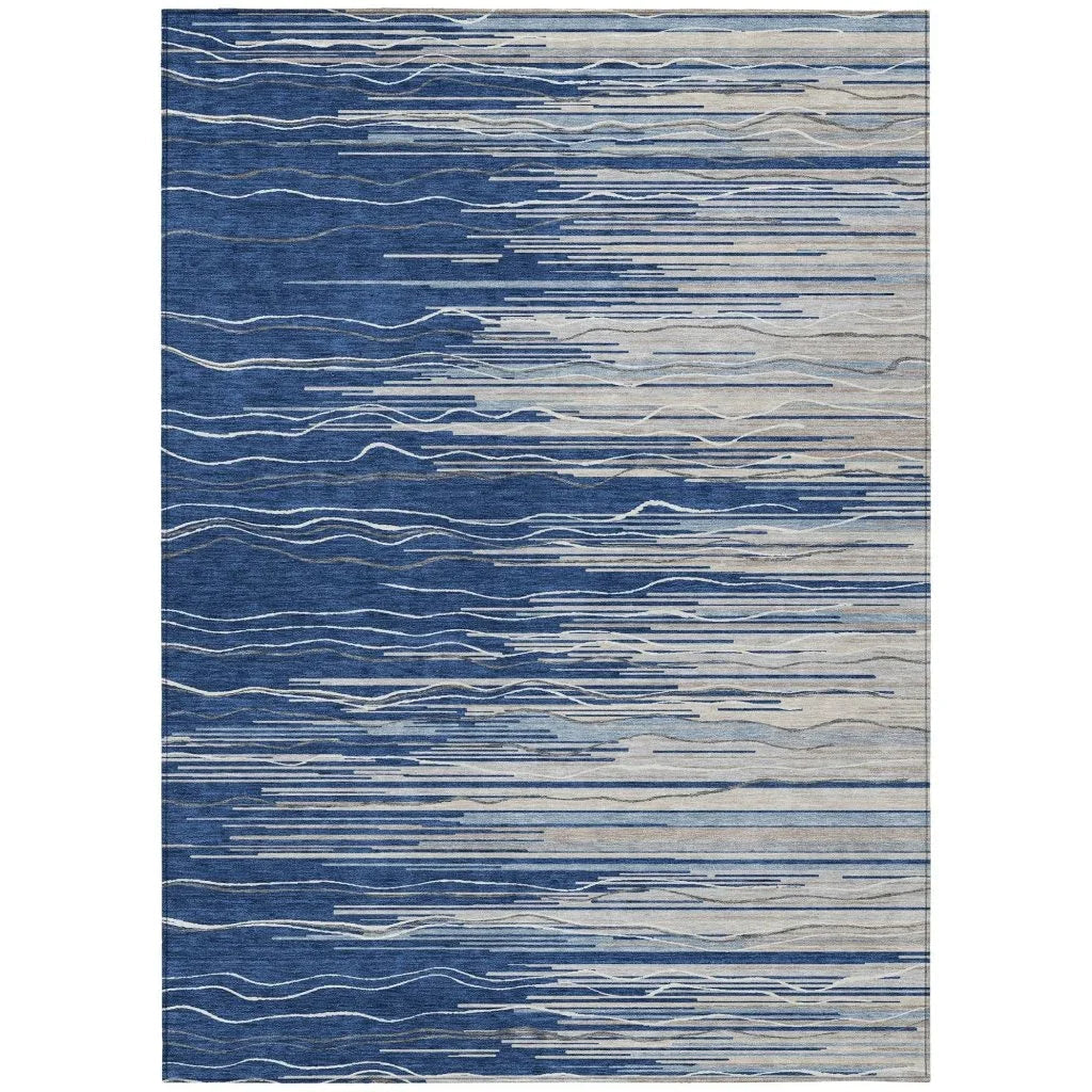 Ayra Blue Washable Indoor-Outdoor Rug-Outdoor Rugs-LOOMLAN Rugs-2'6" x 3'10"-LOOMLAN