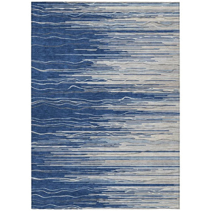 Ayra Blue Washable Indoor-Outdoor Rug-Outdoor Rugs-LOOMLAN Rugs-2'6" x 3'10"-LOOMLAN