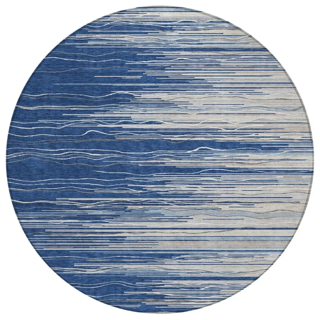Ayra Blue Washable Indoor-Outdoor Rug-Outdoor Rugs-LOOMLAN Rugs-8' x 8'-LOOMLAN