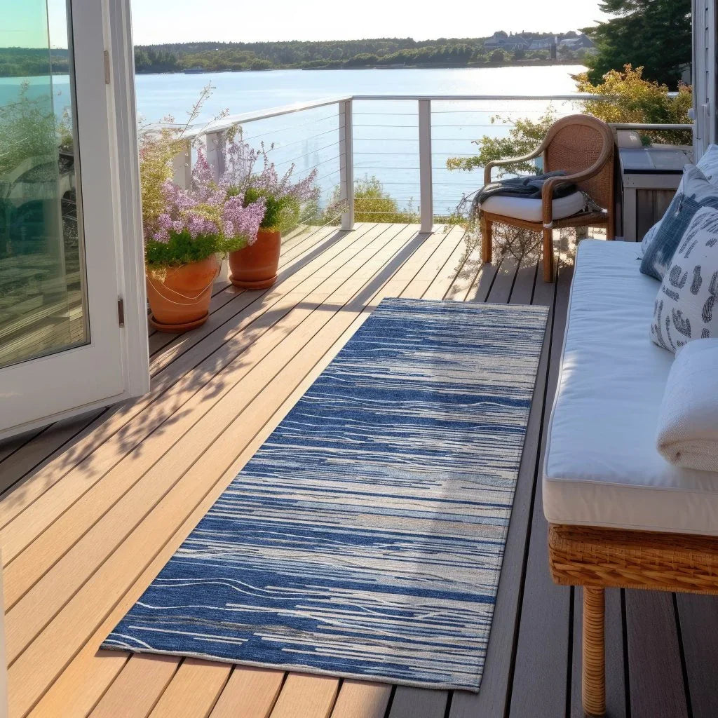 Ayra Blue Washable Indoor-Outdoor Rug-Outdoor Rugs-LOOMLAN Rugs-LOOMLAN