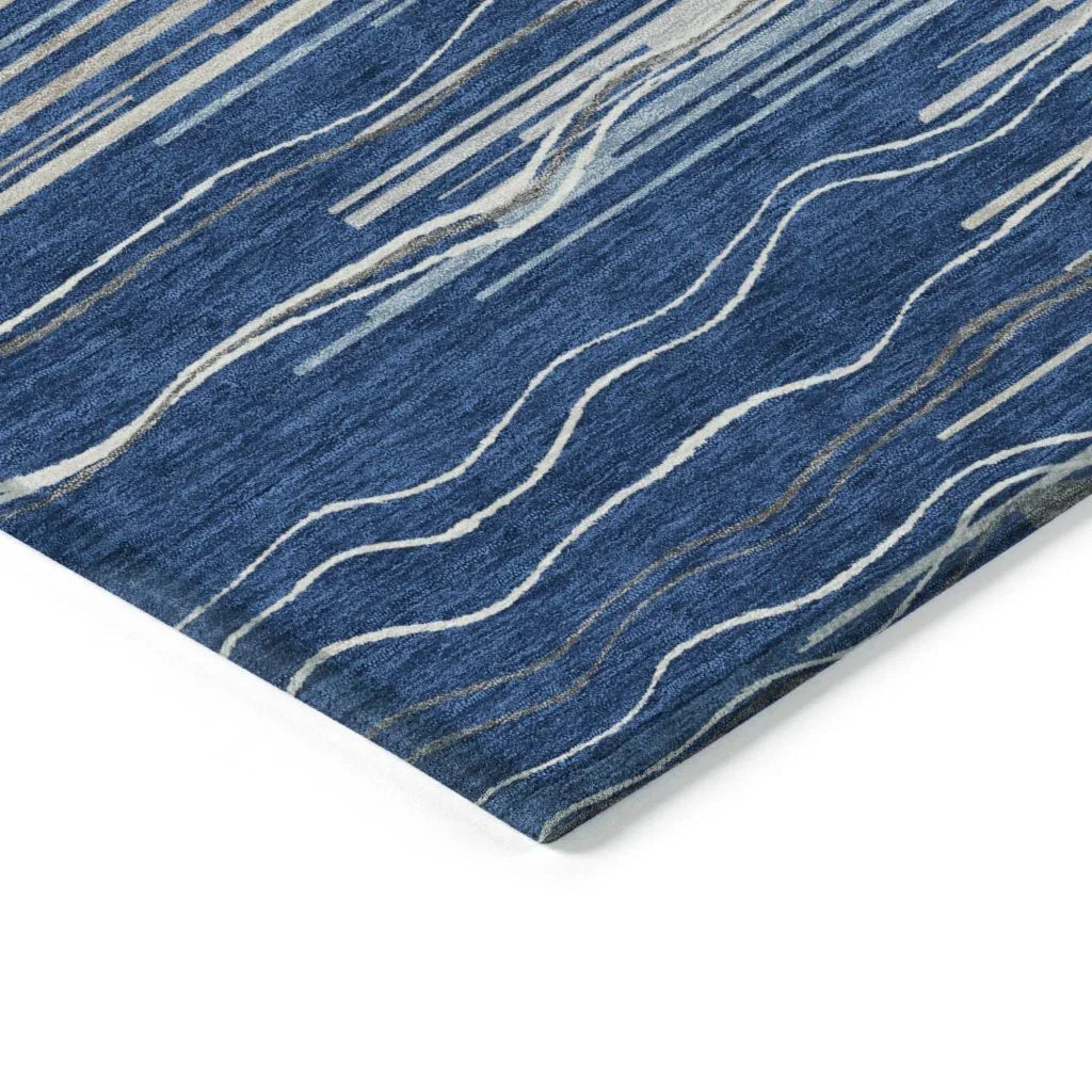 Ayra Blue Washable Indoor-Outdoor Rug-Outdoor Rugs-LOOMLAN Rugs-LOOMLAN