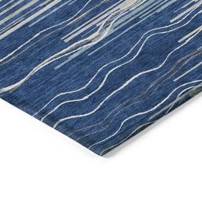 Ayra Blue Washable Indoor-Outdoor Rug-Outdoor Rugs-LOOMLAN Rugs-LOOMLAN