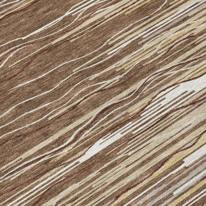 Ayra Brown Washable Indoor-Outdoor Rug-Outdoor Rugs-LOOMLAN Rugs-LOOMLAN