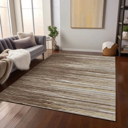 Ayra Brown Washable Indoor-Outdoor Rug-Outdoor Rugs-LOOMLAN Rugs-LOOMLAN