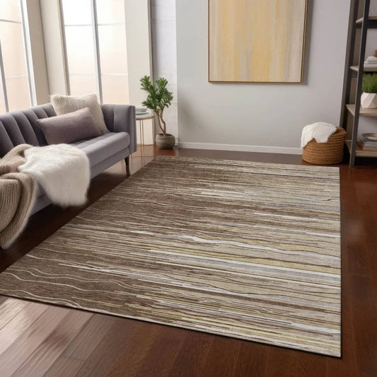 Ayra Brown Washable Indoor-Outdoor Rug-Outdoor Rugs-LOOMLAN Rugs-LOOMLAN