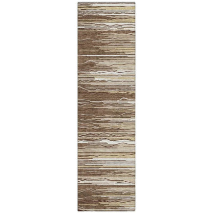 Ayra Brown Washable Indoor-Outdoor Rug-Outdoor Rugs-LOOMLAN Rugs-2'3" x 7'6"-LOOMLAN