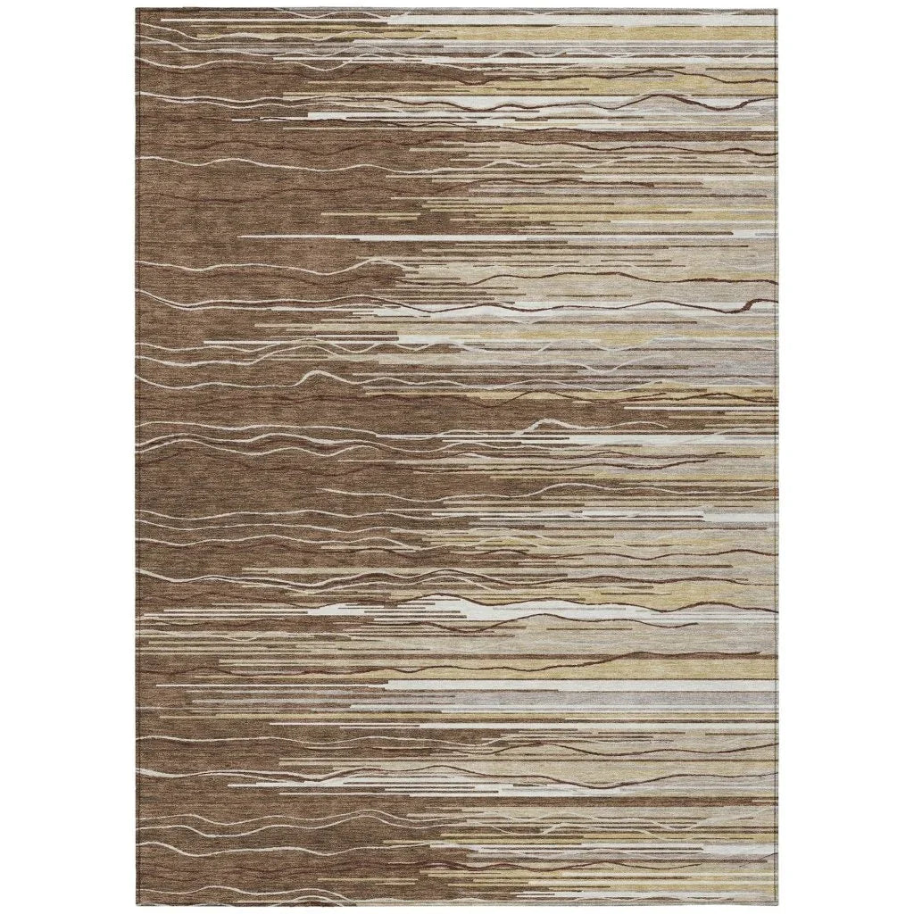Ayra Brown Washable Indoor-Outdoor Rug-Outdoor Rugs-LOOMLAN Rugs-2'6" x 3'10"-LOOMLAN