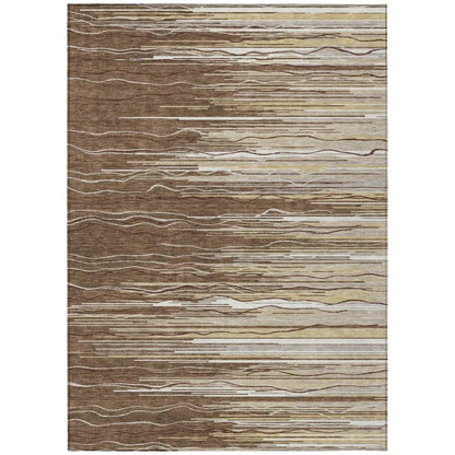 Ayra Brown Washable Indoor-Outdoor Rug-Outdoor Rugs-LOOMLAN Rugs-2'6" x 3'10"-LOOMLAN