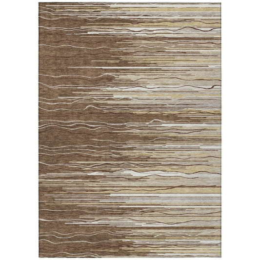 Ayra Brown Washable Indoor-Outdoor Rug-Outdoor Rugs-LOOMLAN Rugs-2'6" x 3'10"-LOOMLAN