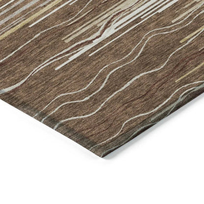 Ayra Brown Washable Indoor-Outdoor Rug-Outdoor Rugs-LOOMLAN Rugs-LOOMLAN