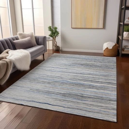 Ayra Gray Washable Indoor-Outdoor Rug-Outdoor Rugs-LOOMLAN Rugs-LOOMLAN