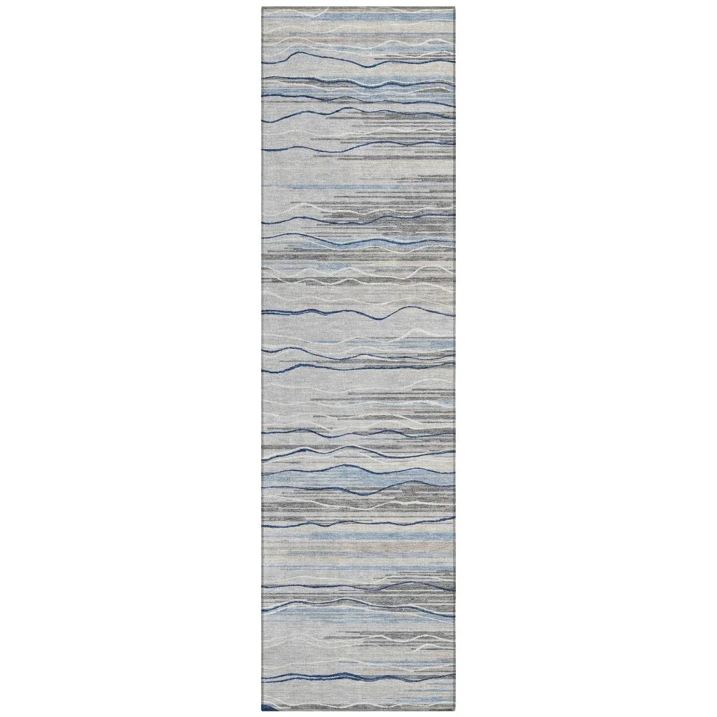 Ayra Gray Washable Indoor-Outdoor Rug-Outdoor Rugs-LOOMLAN Rugs-2'3" x 7'6"-LOOMLAN