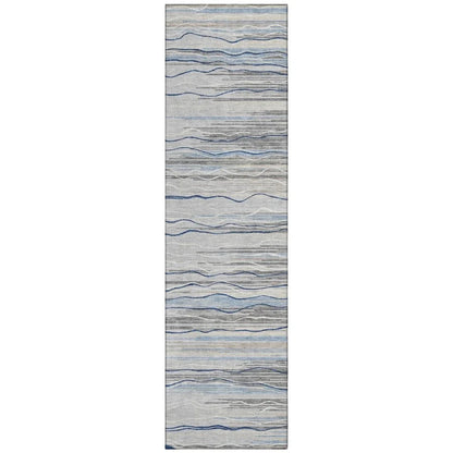 Ayra Gray Washable Indoor-Outdoor Rug-Outdoor Rugs-LOOMLAN Rugs-2'3" x 7'6"-LOOMLAN