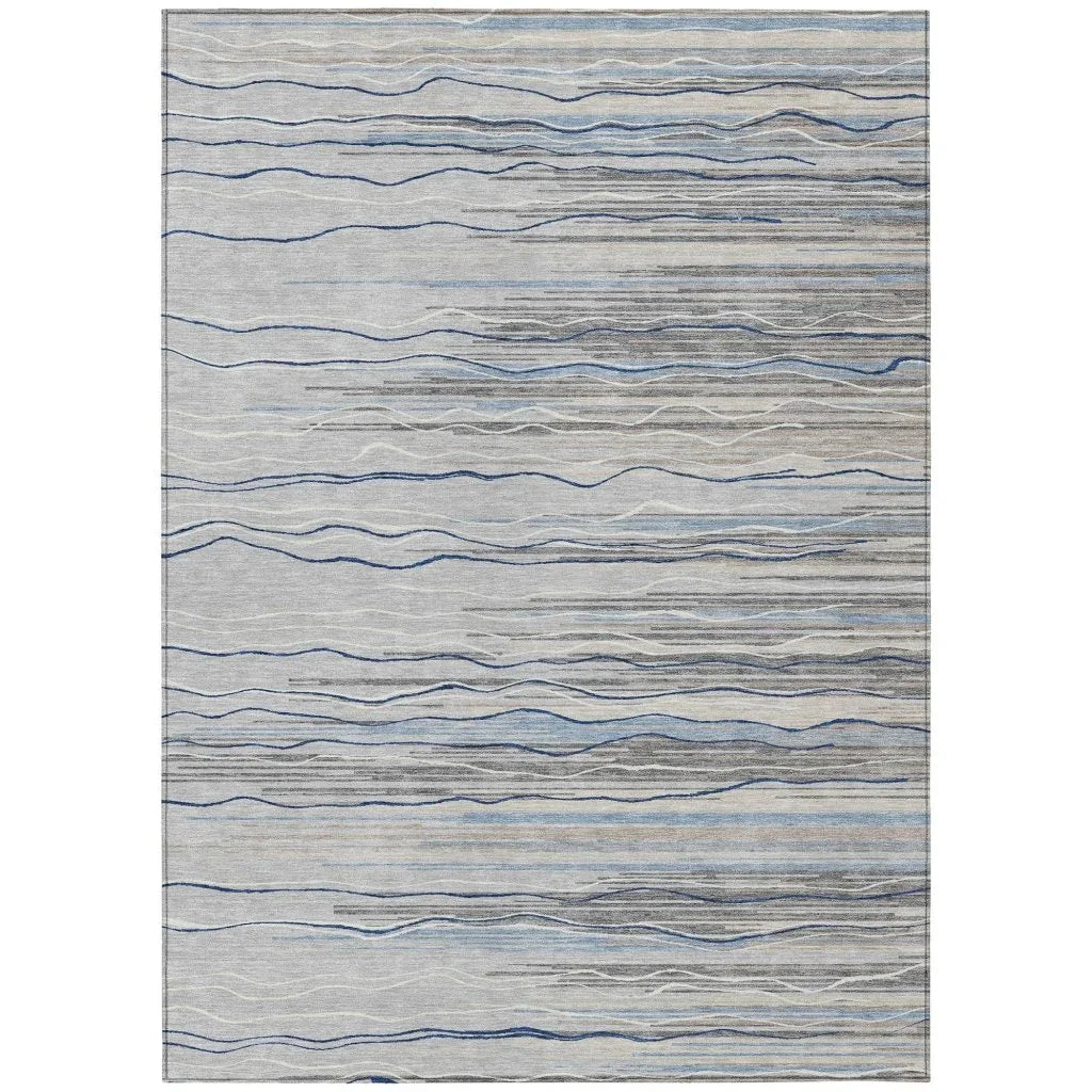 Ayra Gray Washable Indoor-Outdoor Rug-Outdoor Rugs-LOOMLAN Rugs-2'6" x 3'10"-LOOMLAN