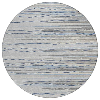 Ayra Gray Washable Indoor-Outdoor Rug-Outdoor Rugs-LOOMLAN Rugs-8' x 8'-LOOMLAN
