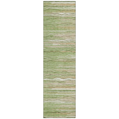 Ayra Green Washable Indoor-Outdoor Rug-Outdoor Rugs-LOOMLAN Rugs-2'3" x 7'6"-LOOMLAN