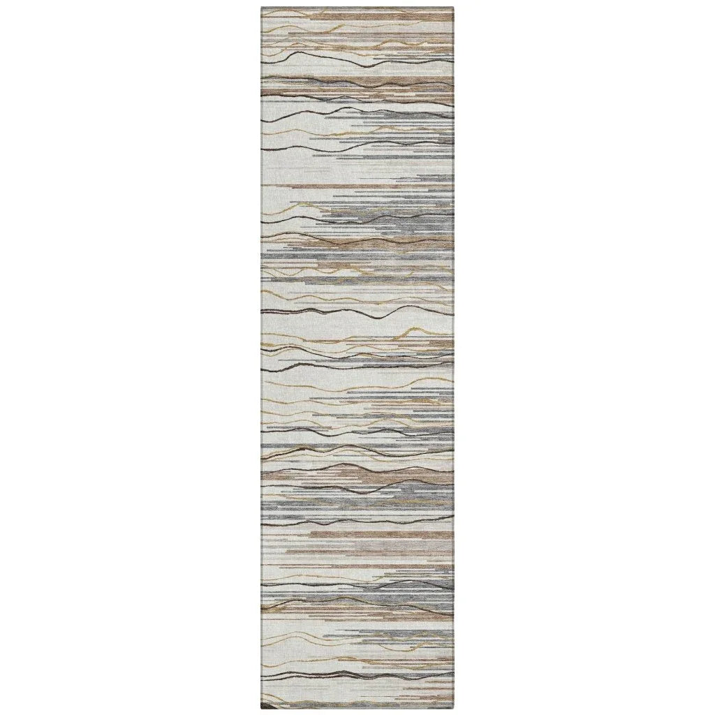 Ayra Ivory Washable Indoor-Outdoor Rug-Outdoor Rugs-LOOMLAN Rugs-2'3" x 7'6"-LOOMLAN
