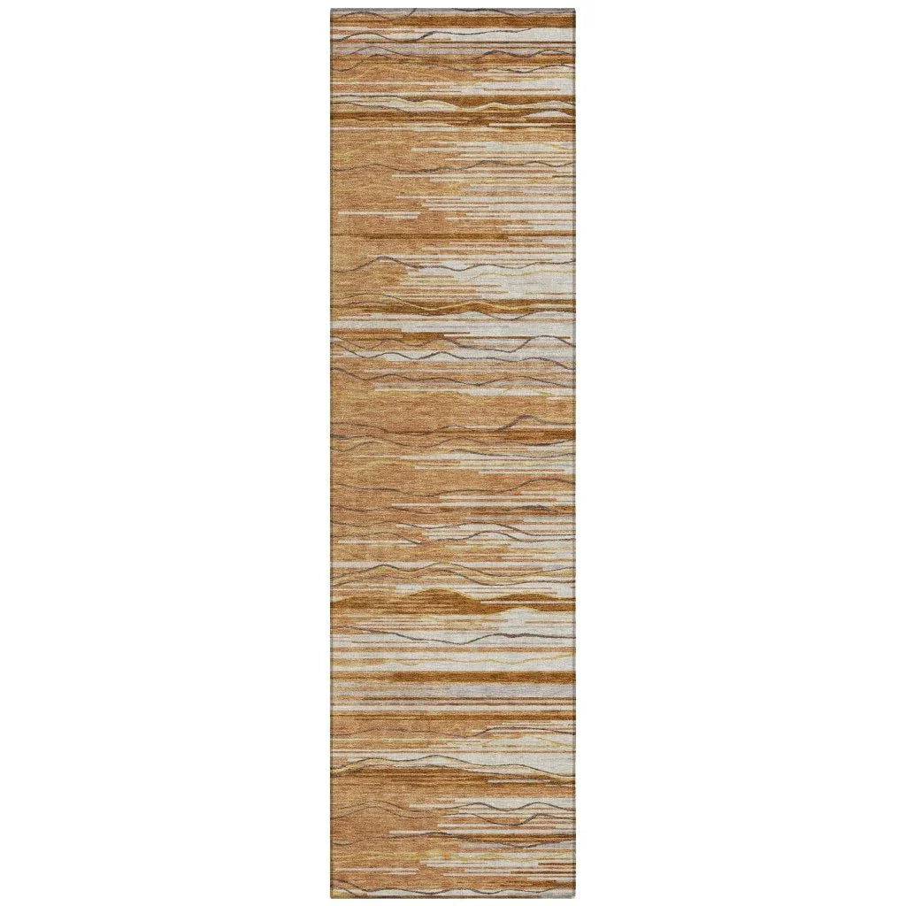 Ayra Orange Washable Indoor-Outdoor Rug-Outdoor Rugs-LOOMLAN Rugs-2'3" x 7'6"-LOOMLAN