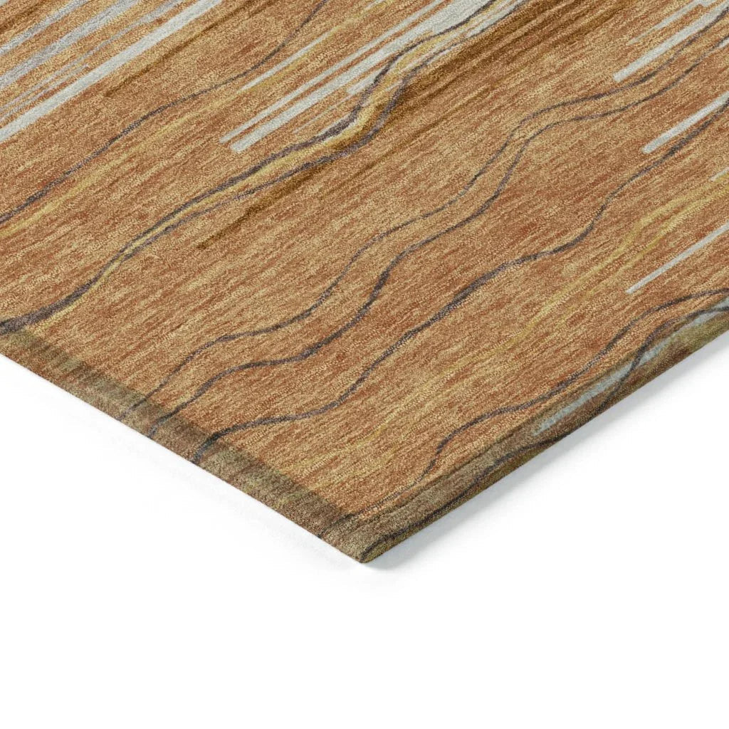 Ayra Orange Washable Indoor-Outdoor Rug-Outdoor Rugs-LOOMLAN Rugs-LOOMLAN