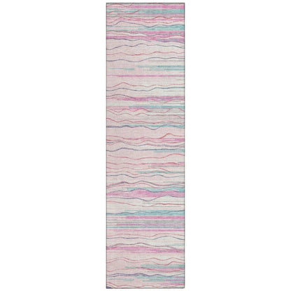 Ayra Pink Washable Indoor-Outdoor Rug-Outdoor Rugs-LOOMLAN Rugs-2'3" x 7'6"-LOOMLAN