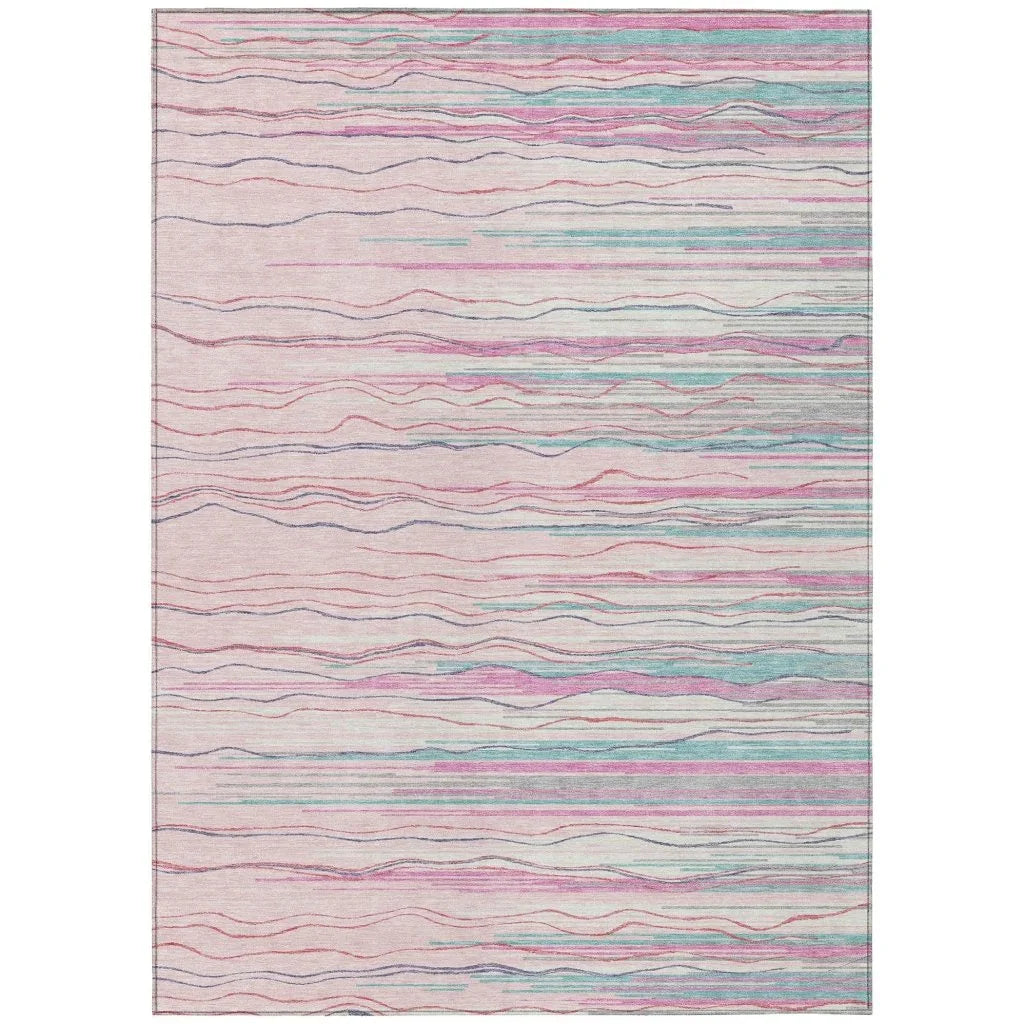 Ayra Pink Washable Indoor-Outdoor Rug-Outdoor Rugs-LOOMLAN Rugs-2'6" x 3'10"-LOOMLAN