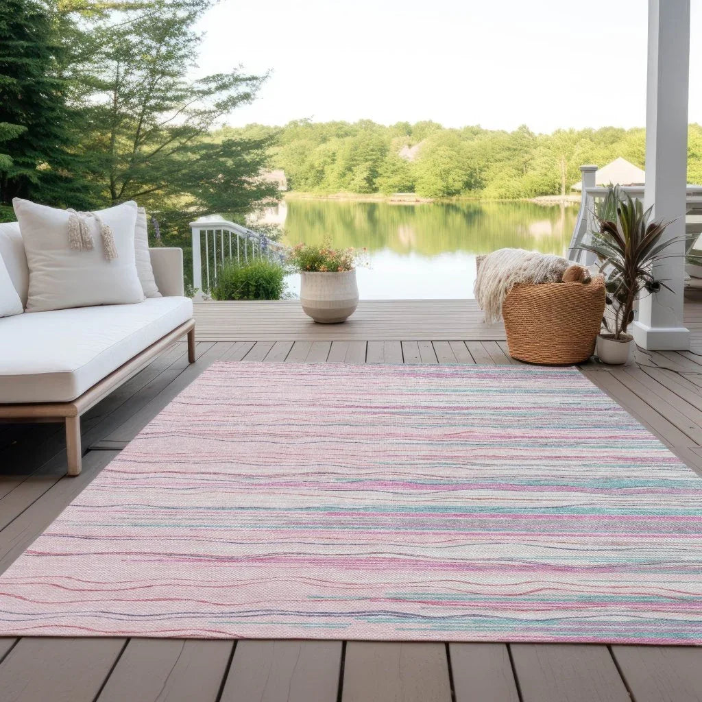 Ayra Pink Washable Indoor-Outdoor Rug-Outdoor Rugs-LOOMLAN Rugs-LOOMLAN
