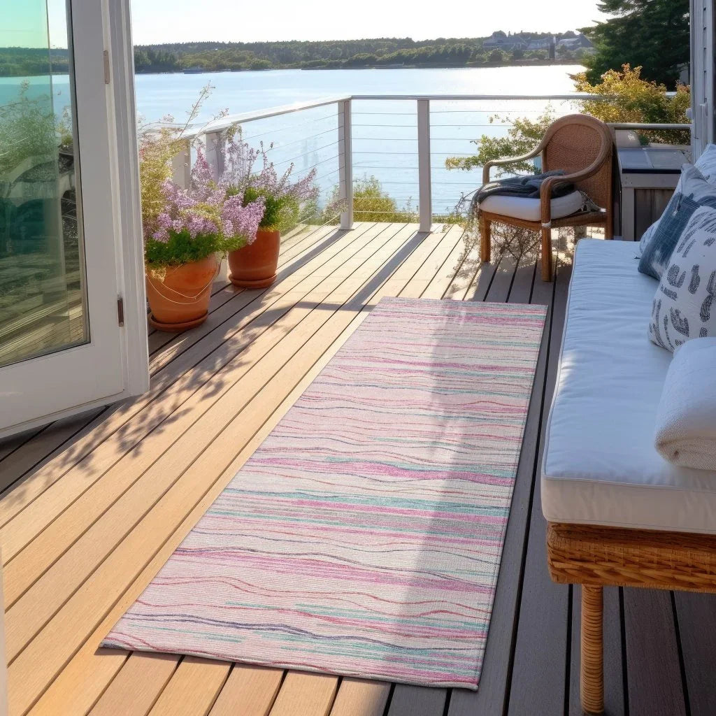Ayra Pink Washable Indoor-Outdoor Rug-Outdoor Rugs-LOOMLAN Rugs-LOOMLAN