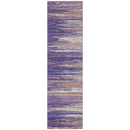 Ayra Purple Washable Indoor-Outdoor Rug-Outdoor Rugs-LOOMLAN Rugs-2'3" x 7'6"-LOOMLAN