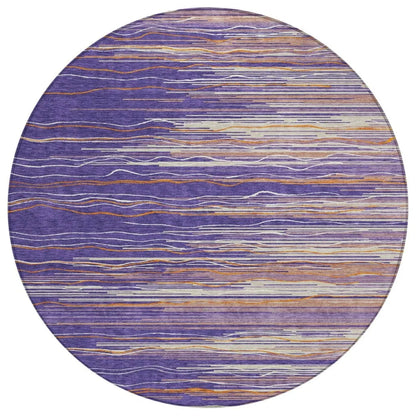 Ayra Purple Washable Indoor-Outdoor Rug-Outdoor Rugs-LOOMLAN Rugs-8' x 8'-LOOMLAN