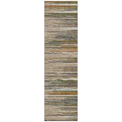 Ayra Taupe Washable Indoor-Outdoor Rug-Outdoor Rugs-LOOMLAN Rugs-2'3" x 7'6"-LOOMLAN