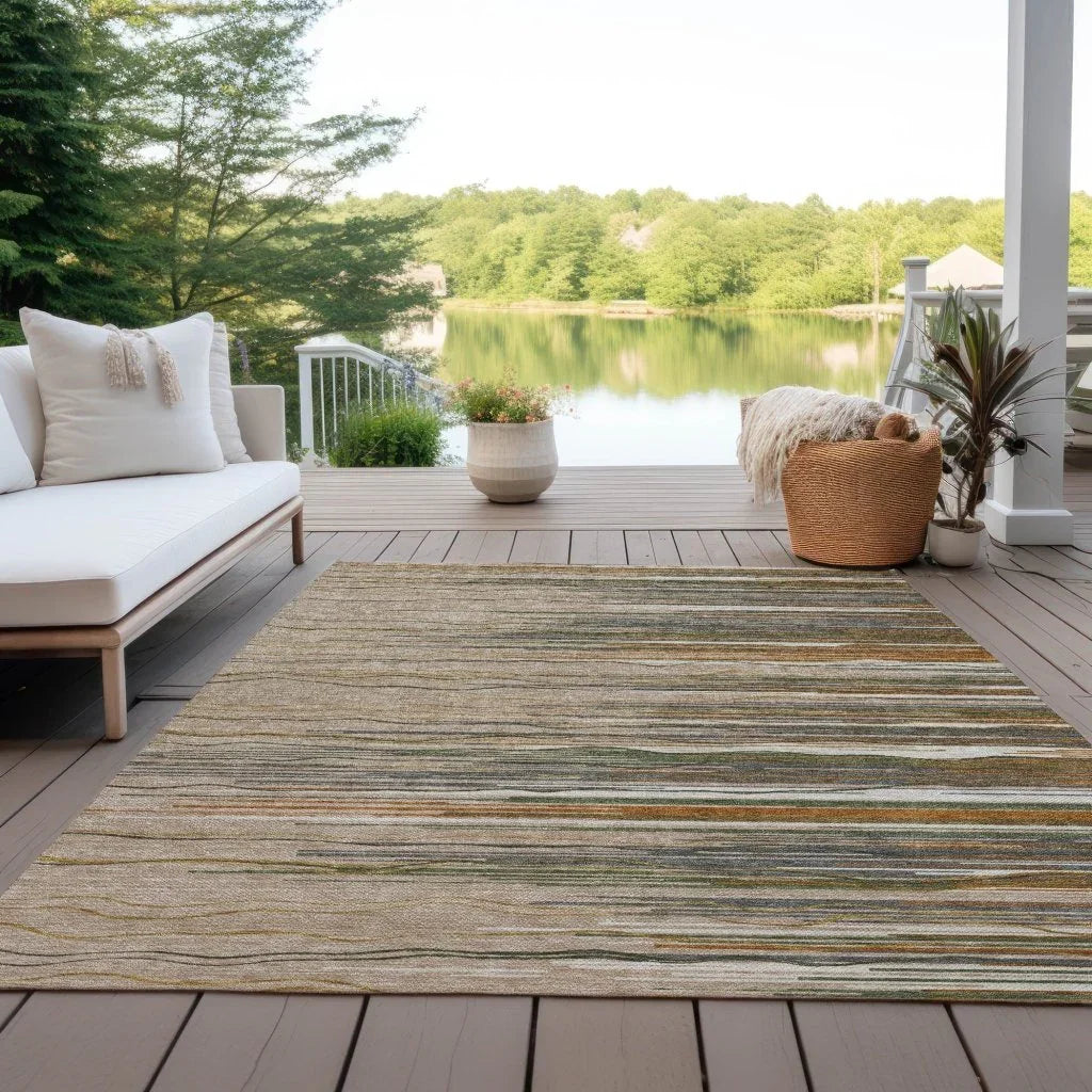 Ayra Taupe Washable Indoor-Outdoor Rug-Outdoor Rugs-LOOMLAN Rugs-LOOMLAN