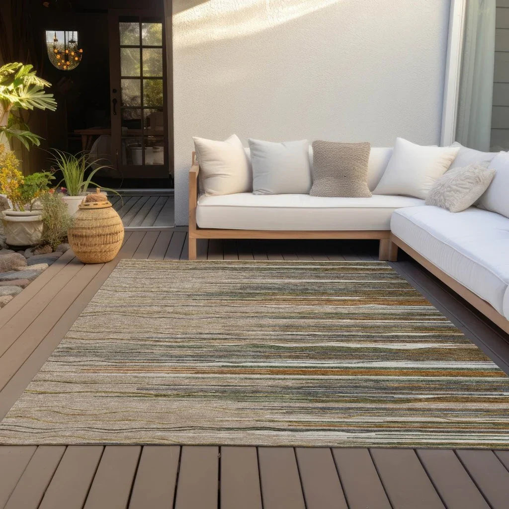 Ayra Taupe Washable Indoor-Outdoor Rug-Outdoor Rugs-LOOMLAN Rugs-LOOMLAN