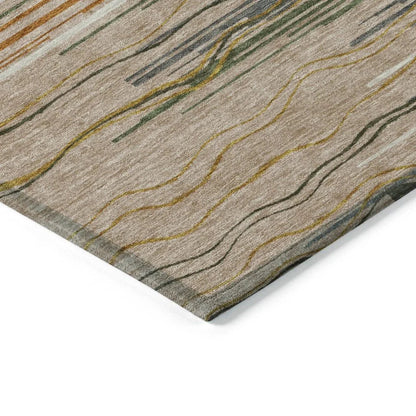 Ayra Taupe Washable Indoor-Outdoor Rug-Outdoor Rugs-LOOMLAN Rugs-LOOMLAN