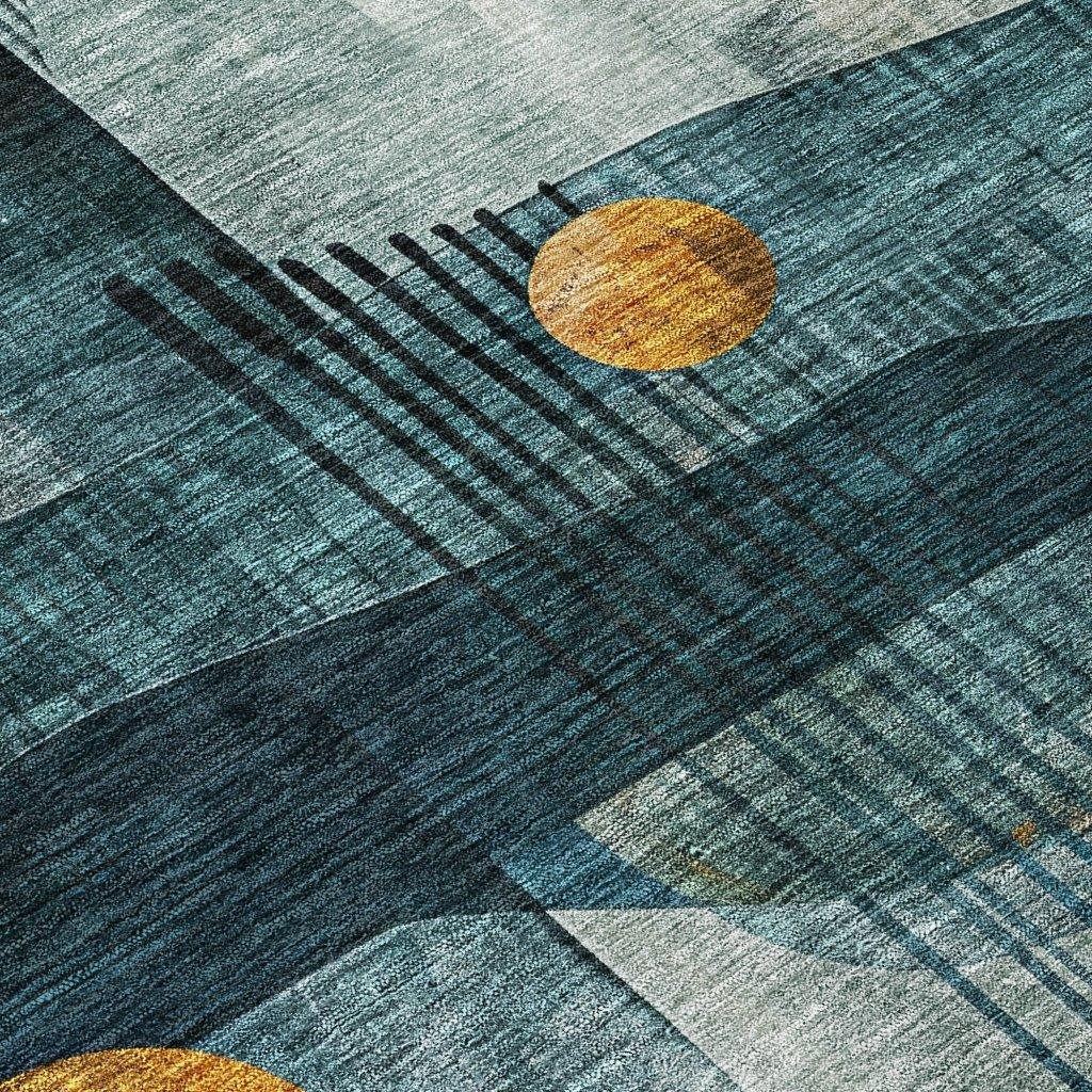 Aza Teal Washable Indoor-Outdoor Rug-Outdoor Rugs-LOOMLAN Rugs-LOOMLAN