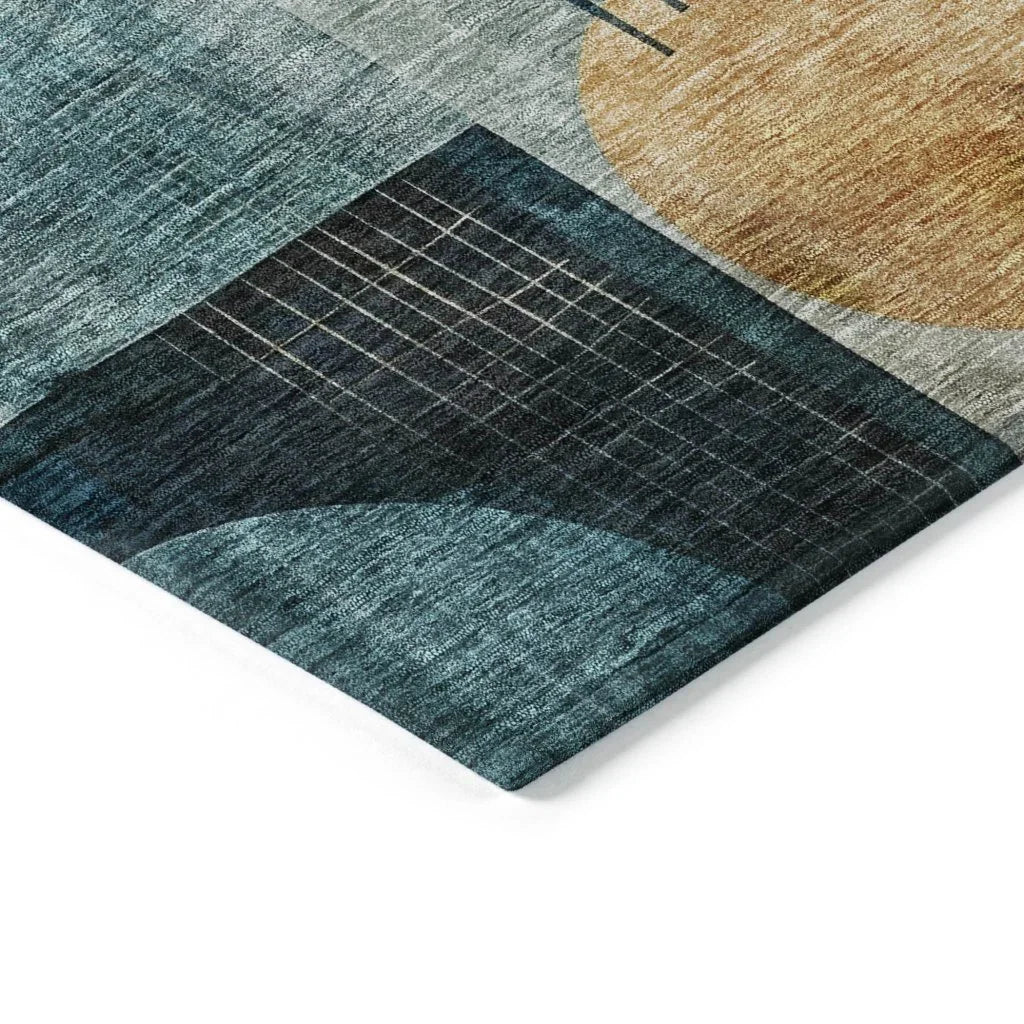 Aza Teal Washable Indoor-Outdoor Rug-Outdoor Rugs-LOOMLAN Rugs-LOOMLAN