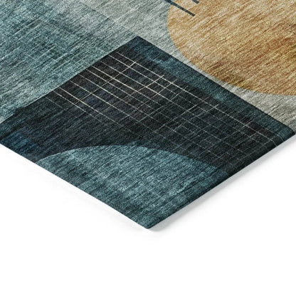 Aza Teal Washable Indoor-Outdoor Rug-Outdoor Rugs-LOOMLAN Rugs-LOOMLAN