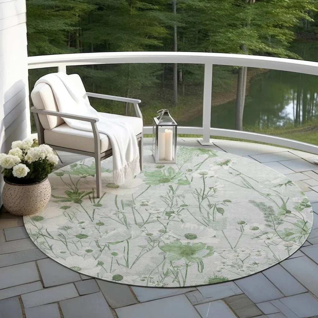 Azaleth Green Washable Indoor - Outdoor Rug - LOOMLAN - LOOMLAN Rugs - Outdoor Rugs