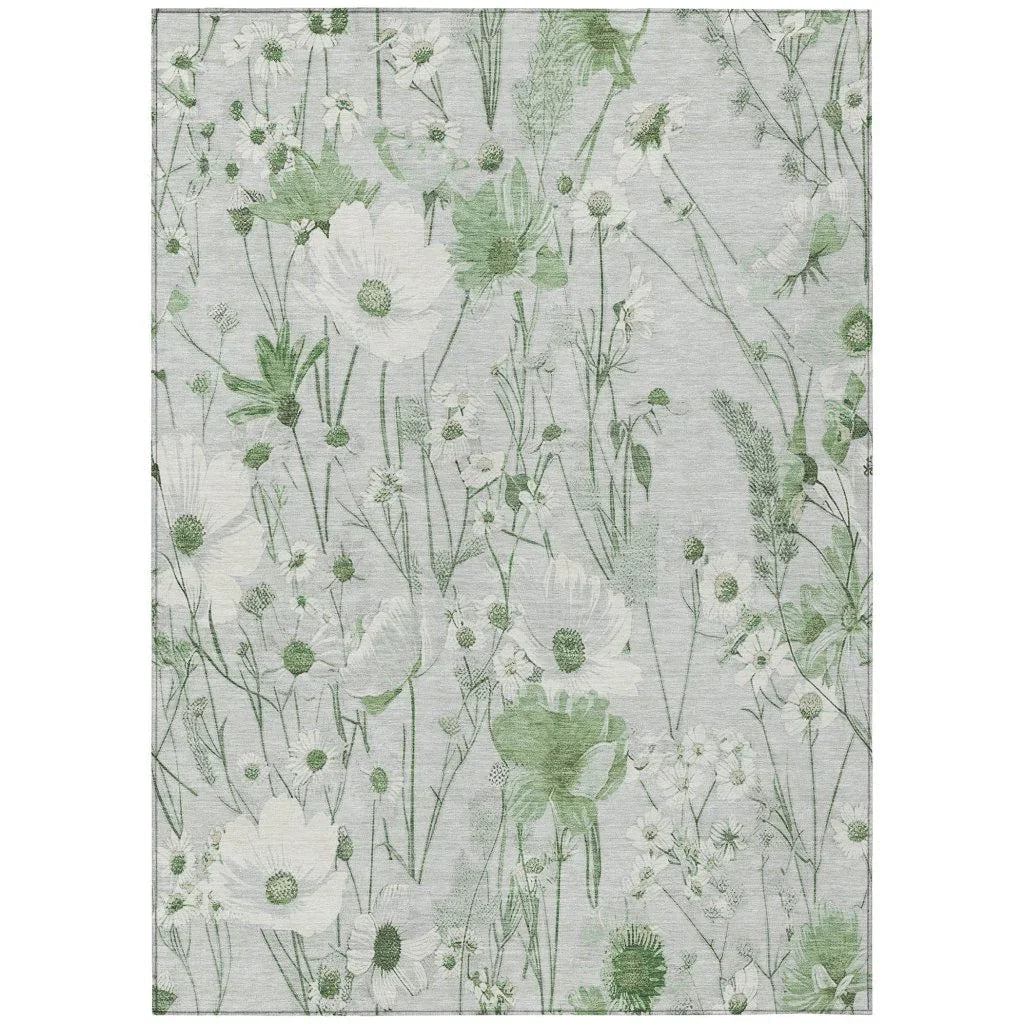 Azaleth Green Washable Indoor - Outdoor Rug - LOOMLAN - LOOMLAN Rugs - Outdoor Rugs