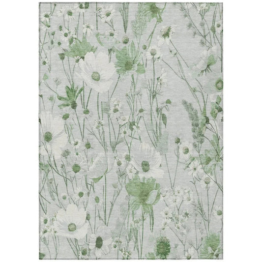 Azaleth Green Washable Indoor - Outdoor Rug - LOOMLAN - LOOMLAN Rugs - Outdoor Rugs