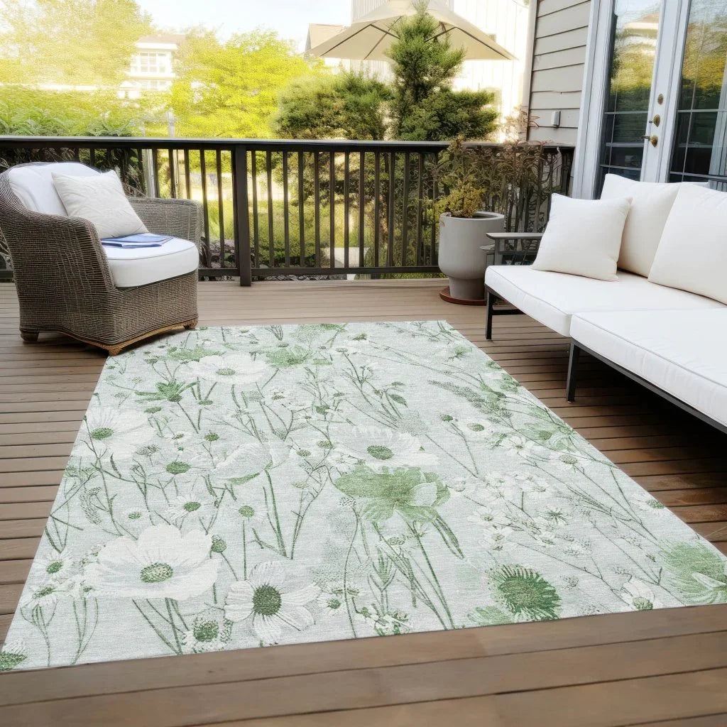 Azaleth Green Washable Indoor - Outdoor Rug - LOOMLAN - LOOMLAN Rugs - Outdoor Rugs