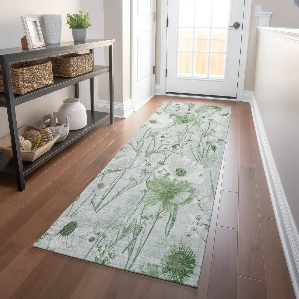Azaleth Green Washable Indoor - Outdoor Rug - LOOMLAN - LOOMLAN Rugs - Outdoor Rugs