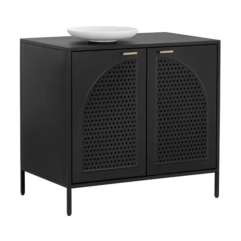 Aziza Nightstand Iron With Brass Handles - LOOMLAN - SUNPAN - Nightstands