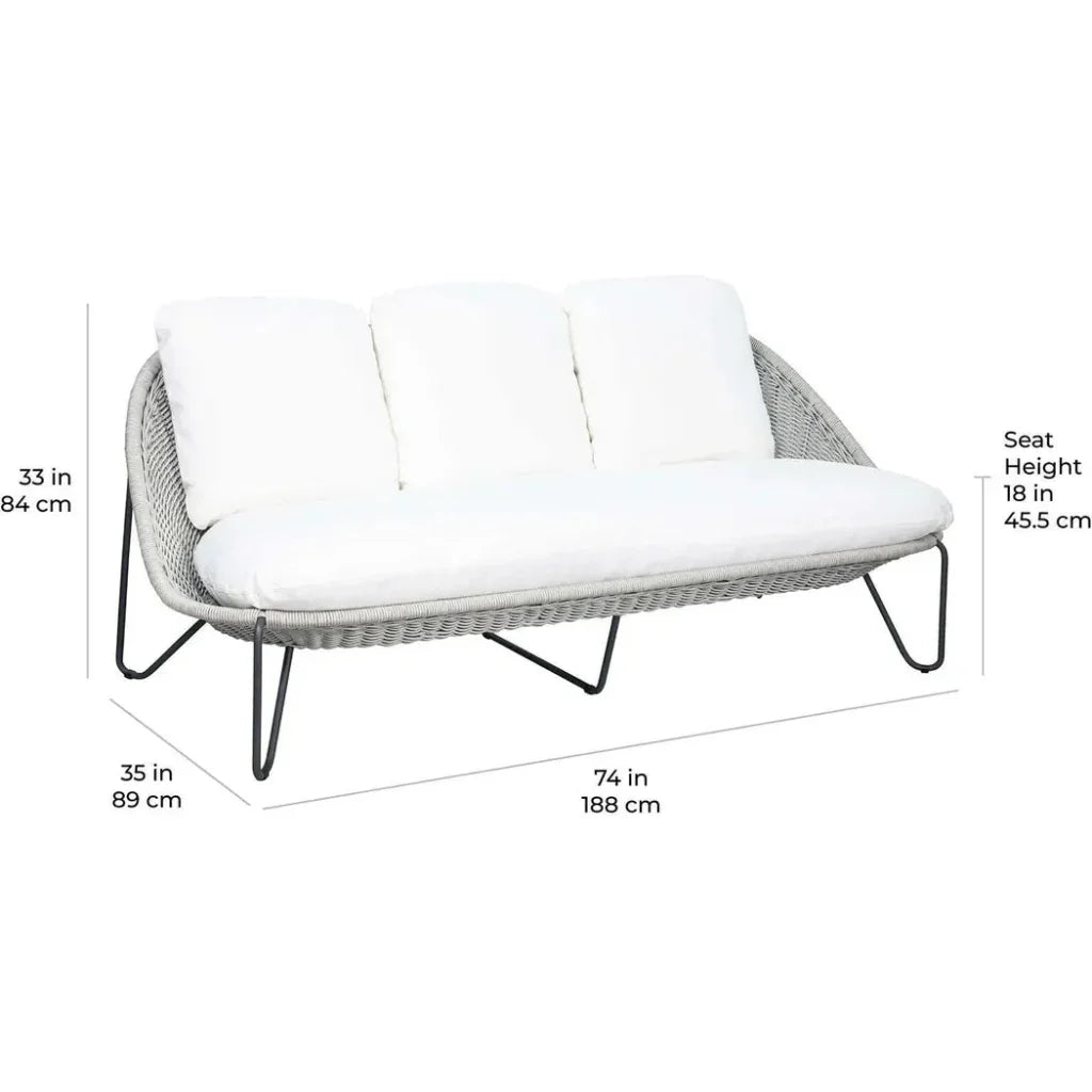 Azores 3 Seat Sofa - Coconut White Outdoor Couch - LOOMLAN - Seasonal Living - Outdoor Sofas & Loveseats