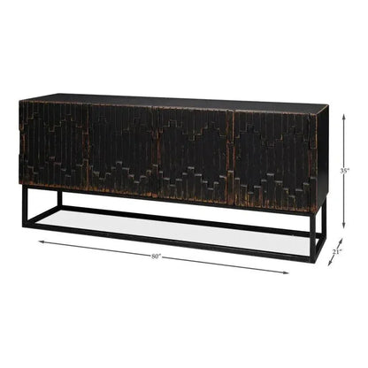 Aztec Black Sideboard Black Buffet for Dining Room - LOOMLAN - Sarreid - Sideboards