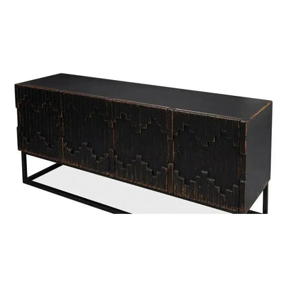 Aztec Black Sideboard Black Buffet for Dining Room - LOOMLAN - Sarreid - Sideboards