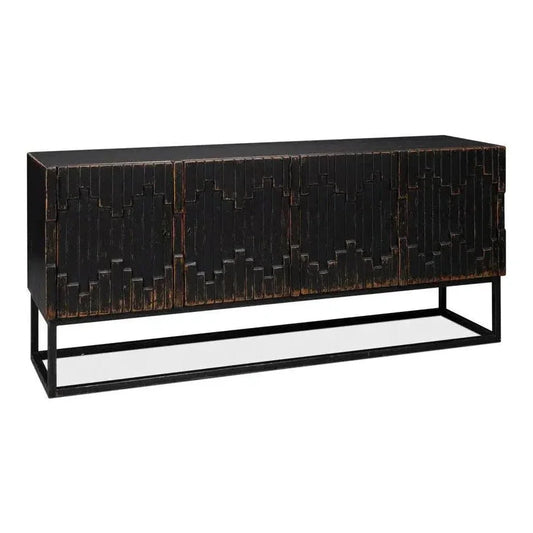 Aztec Black Sideboard Black Buffet for Dining Room - LOOMLAN - Sarreid - Sideboards