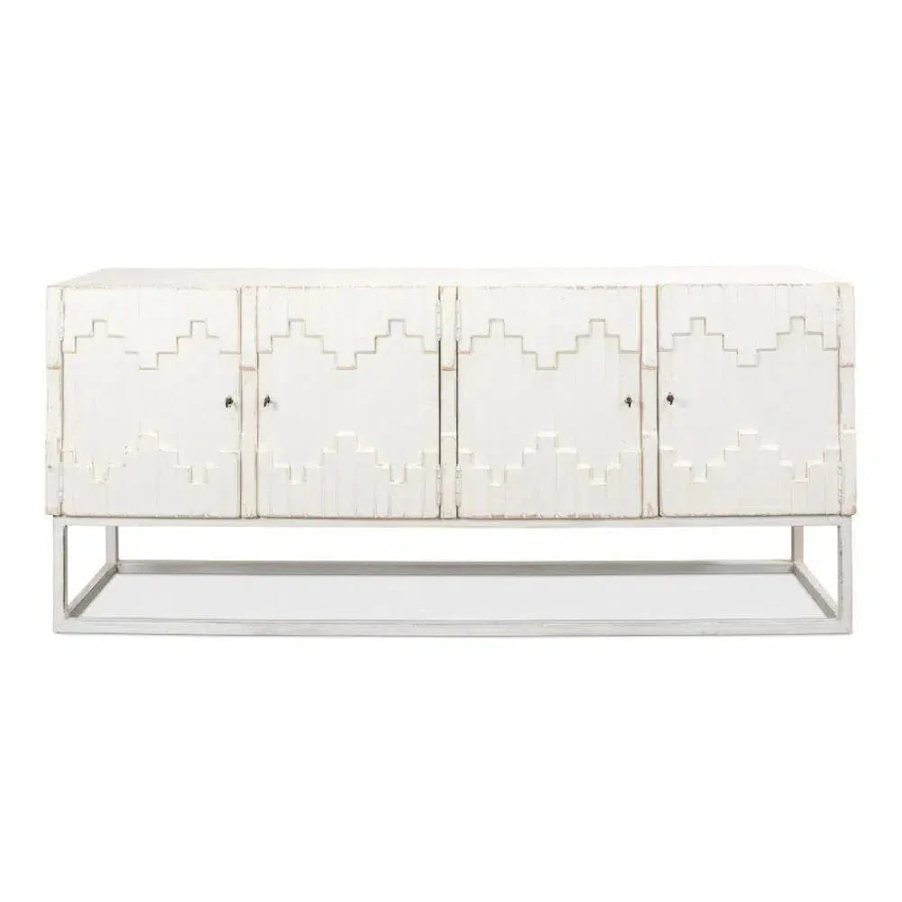 Aztec White Sideboard Black Buffet for Dining Room - LOOMLAN - Sarreid - Sideboards
